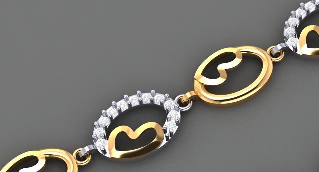 Heart Love Valentine Light Diamond Bracelet 3dm stl renders 3D print model_5
