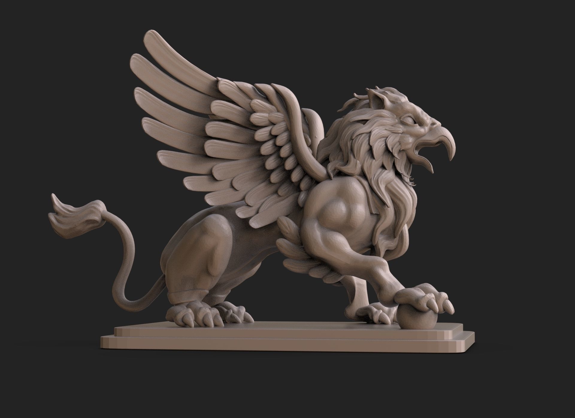 Griffin Sculpture  3D print model_2