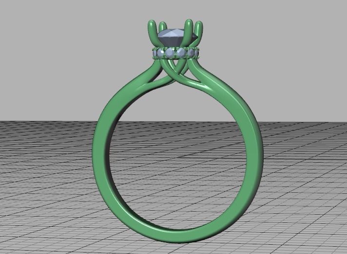 Diamond Trellis  Solitaire Engagement ring Half Carat Stone V1 3D print model_33