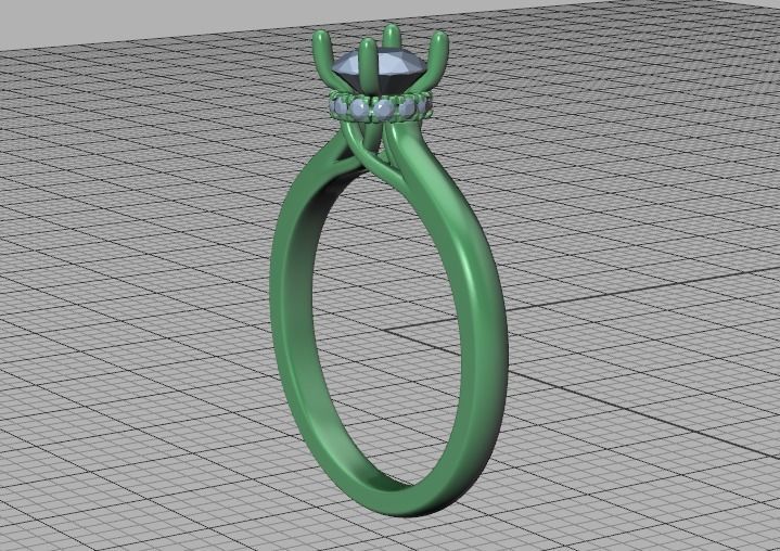 Diamond Trellis  Solitaire Engagement ring Half Carat Stone V1 3D print model_32