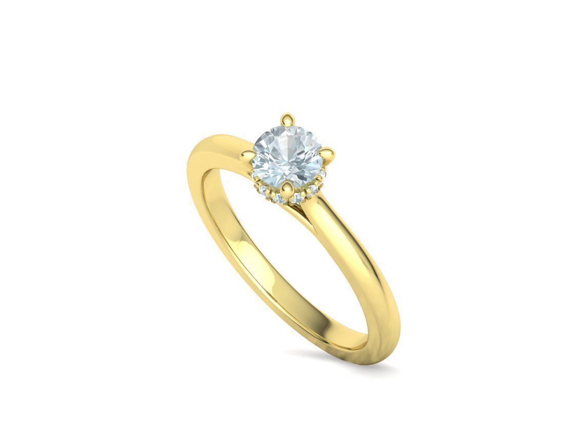 Diamond Trellis  Solitaire Engagement ring Half Carat Stone V1 3D print model_25