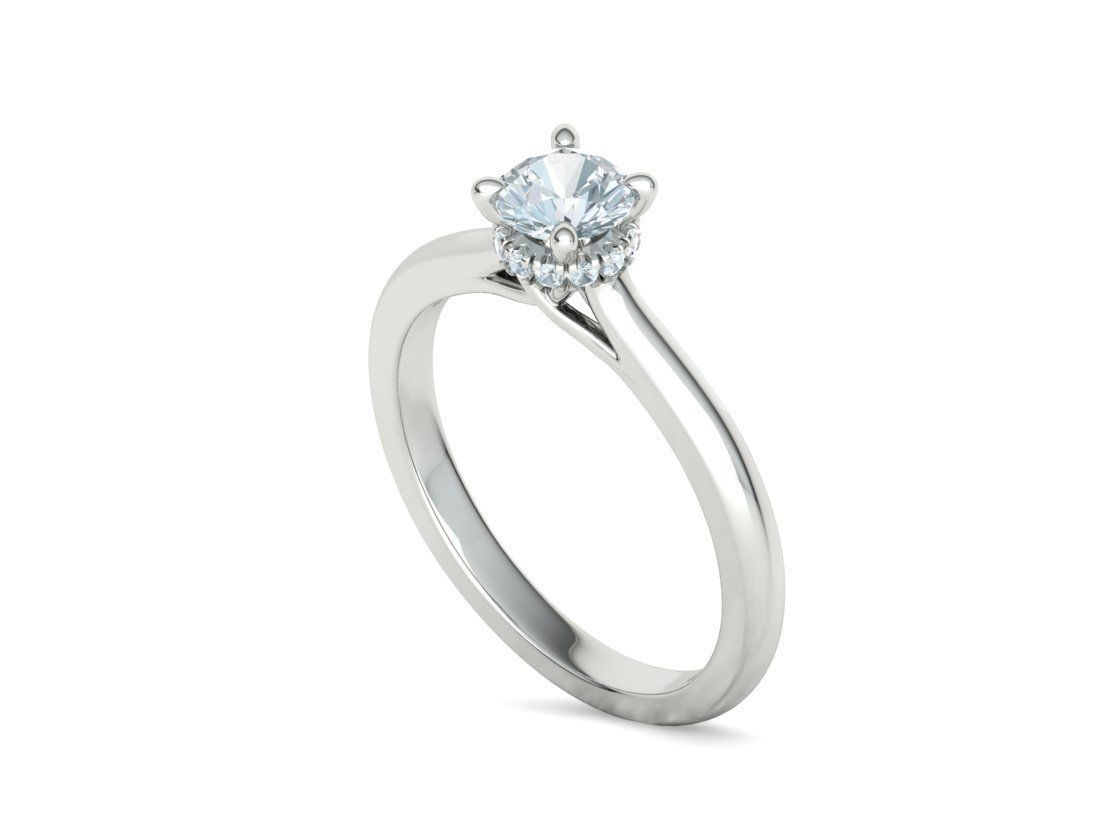 Diamond Trellis  Solitaire Engagement ring Half Carat Stone V1 3D print model_23