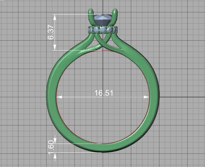 Diamond Trellis  Solitaire Engagement ring Half Carat Stone V1 3D print model_31