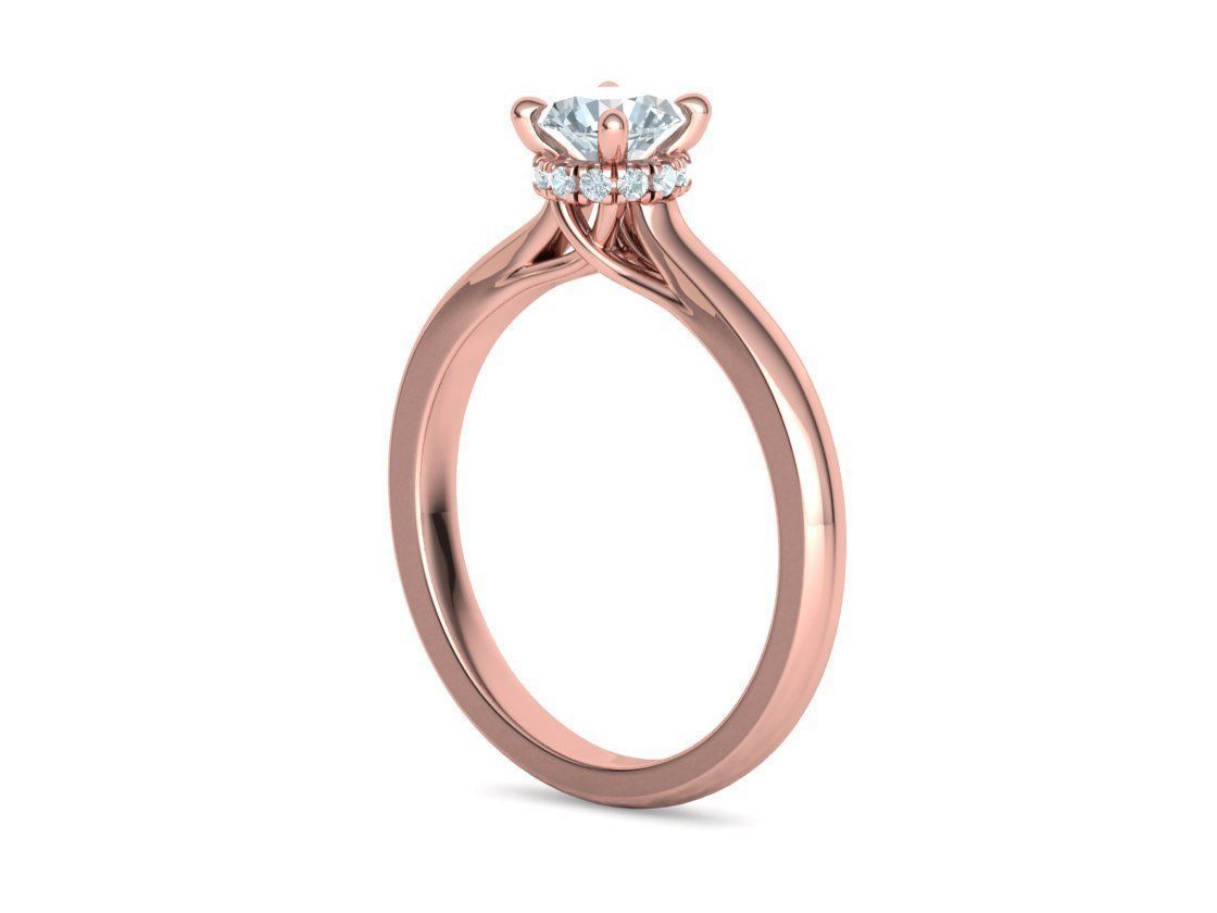 Diamond Trellis  Solitaire Engagement ring Half Carat Stone V1 3D print model_15