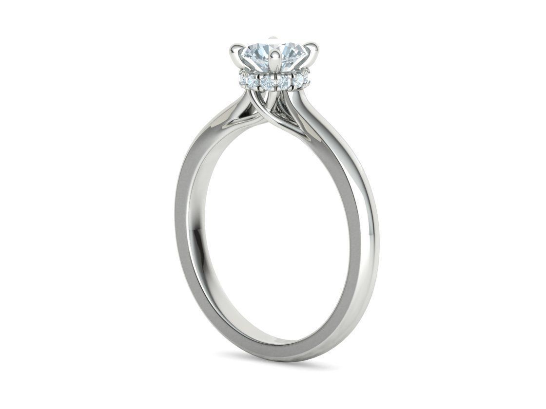 Diamond Trellis  Solitaire Engagement ring Half Carat Stone V1 3D print model_17