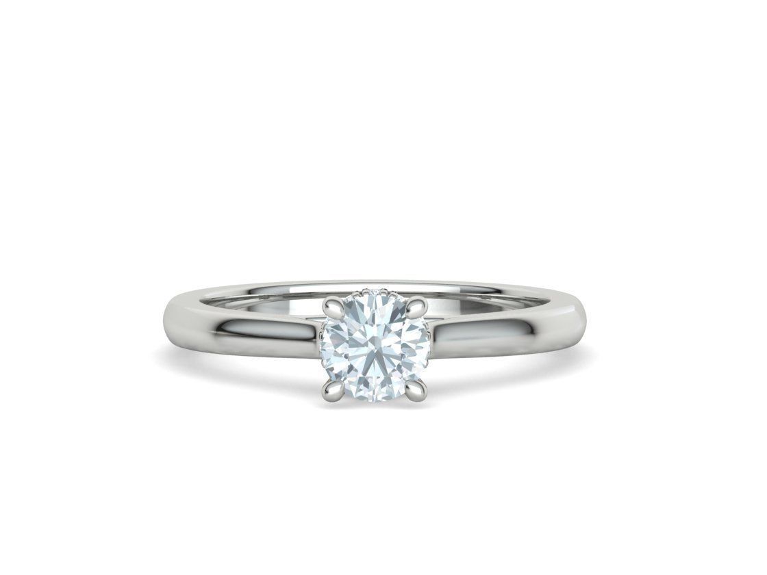 Diamond Trellis  Solitaire Engagement ring Half Carat Stone V1 3D print model_29