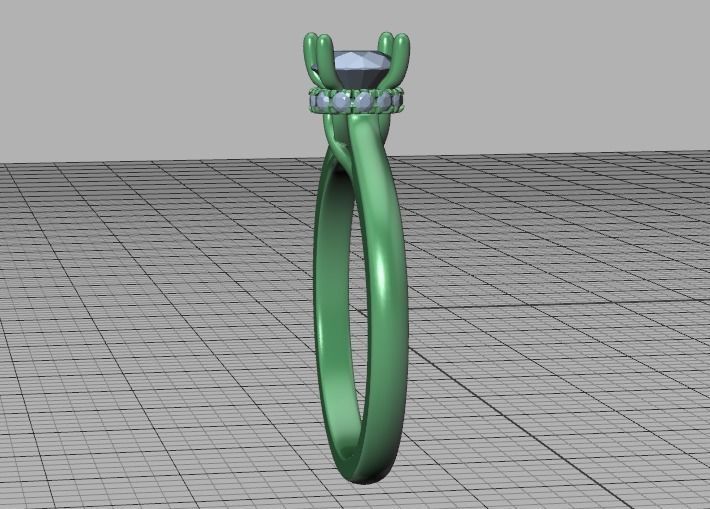 Diamond Trellis  Solitaire Engagement ring Half Carat Stone V1 3D print model_37