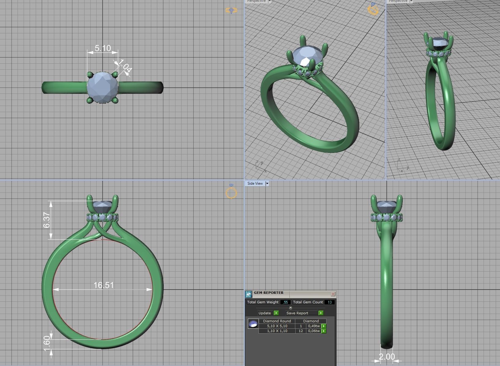 Diamond Trellis  Solitaire Engagement ring Half Carat Stone V1 3D print model_6