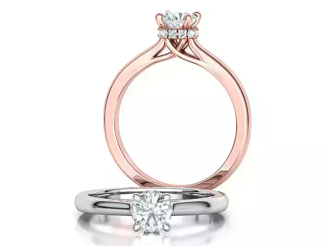 Diamond Trellis  Solitaire Engagement ring Half Carat Stone V1 3D print model