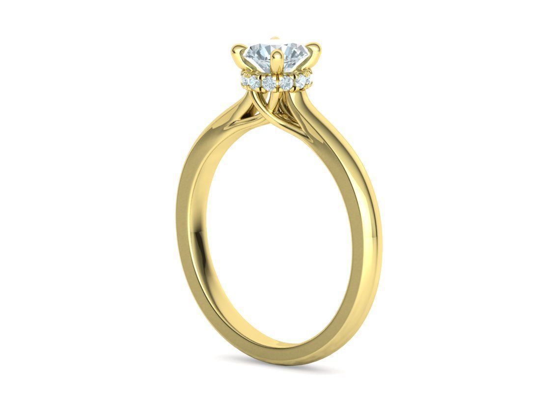 Diamond Trellis  Solitaire Engagement ring Half Carat Stone V1 3D print model_16