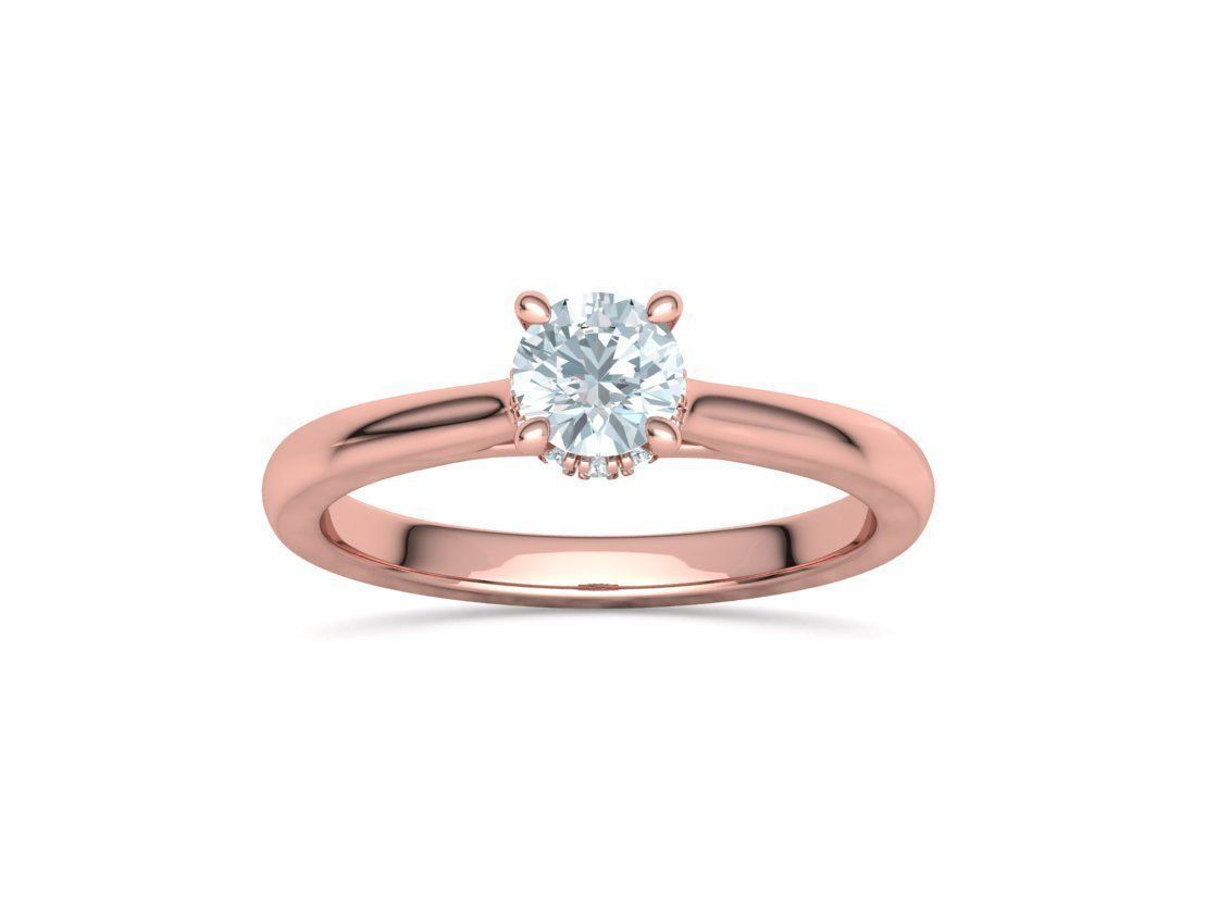 Diamond Trellis  Solitaire Engagement ring Half Carat Stone V1 3D print model_9