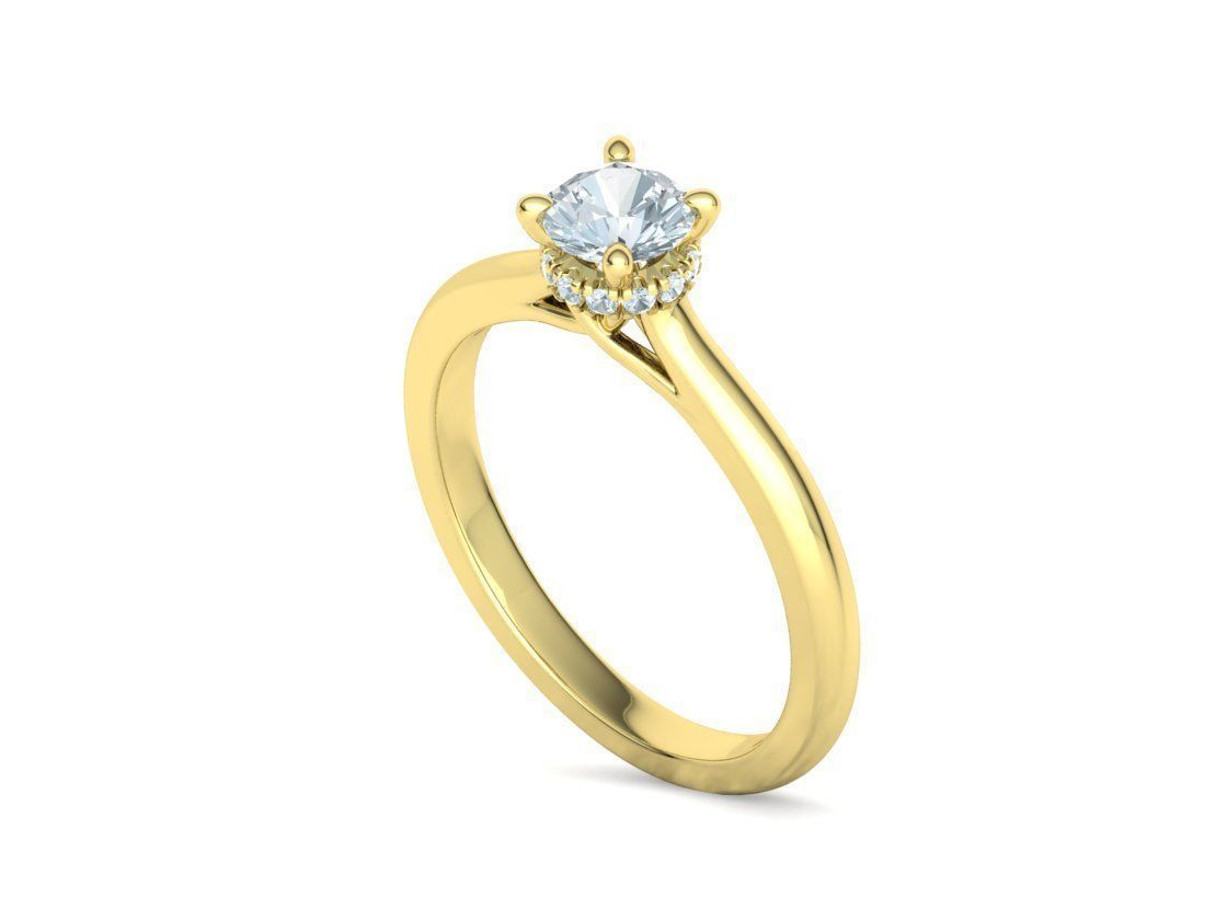 Diamond Trellis  Solitaire Engagement ring Half Carat Stone V1 3D print model_22