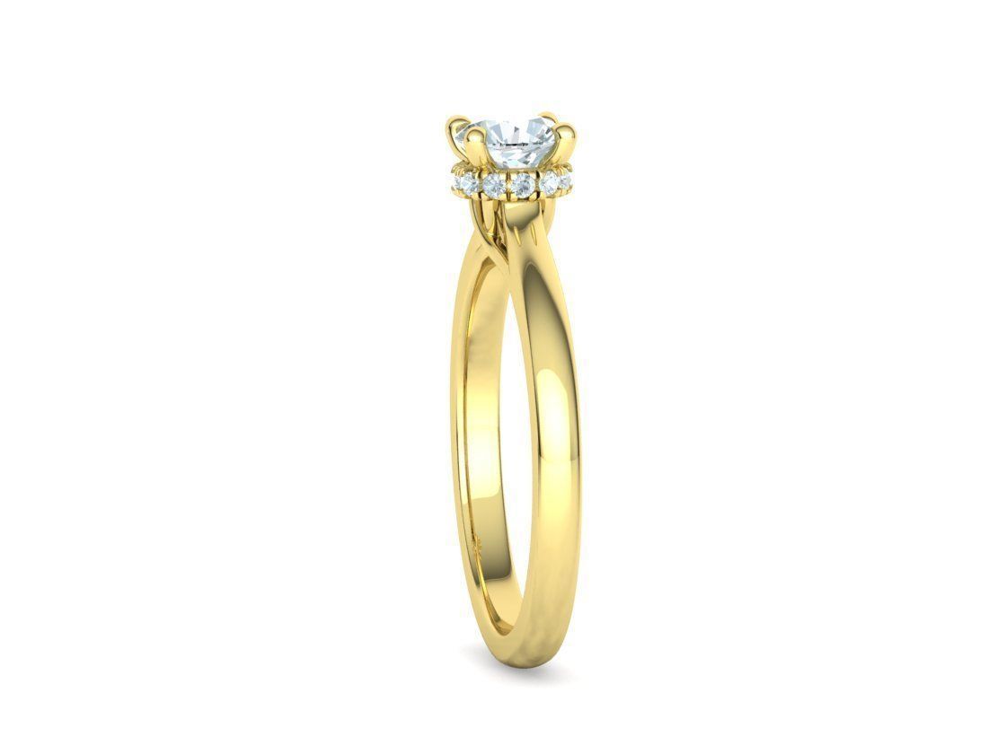 Diamond Trellis  Solitaire Engagement ring Half Carat Stone V1 3D print model_19