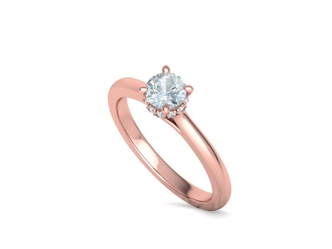 Diamond Trellis  Solitaire Engagement ring Half Carat Stone V1 3D print model_24