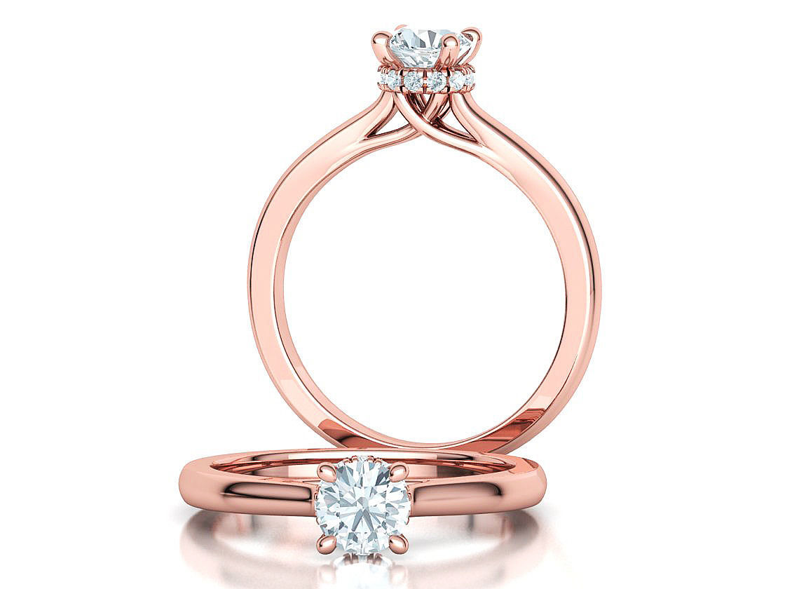 Diamond Trellis  Solitaire Engagement ring Half Carat Stone V1 3D print model_3