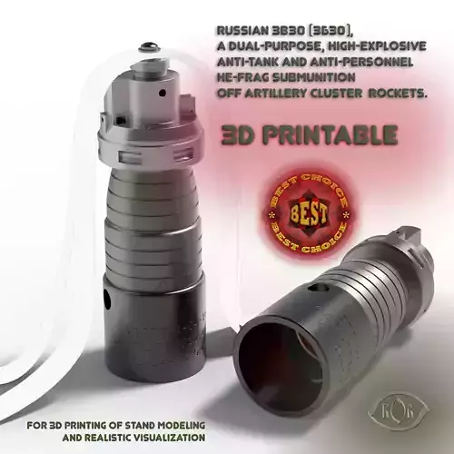 3B30 submunition off artillery cluster  rockets 3D model