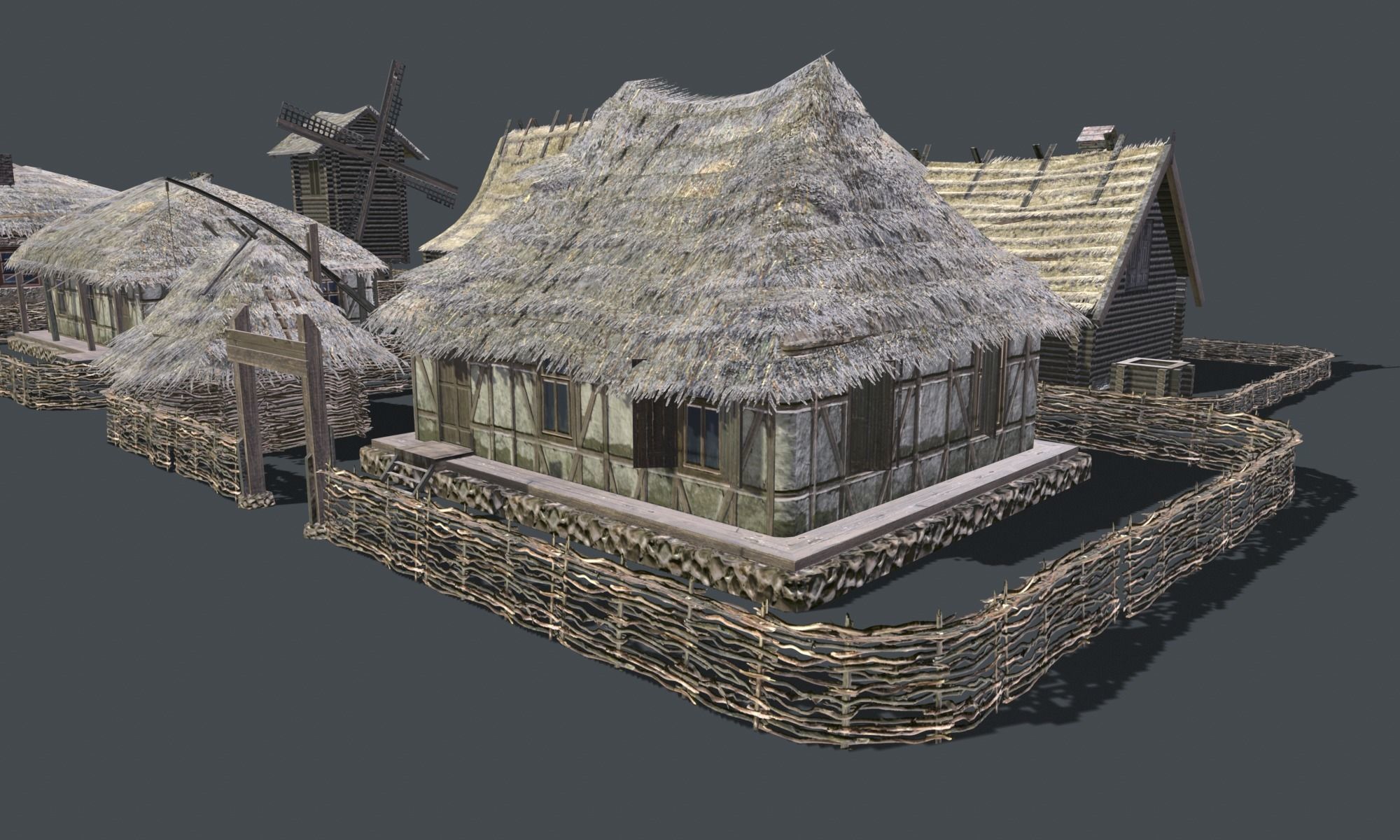 Wooden Village Low-poly 3D model_15
