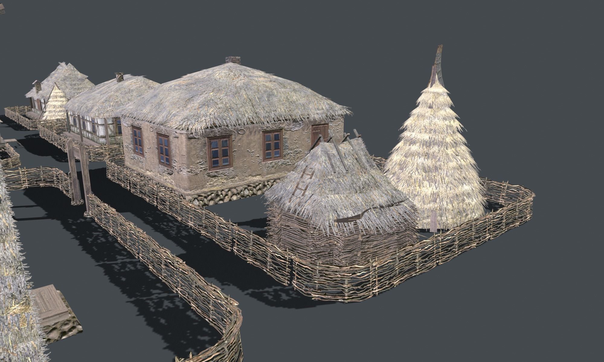 Wooden Village Low-poly 3D model_19