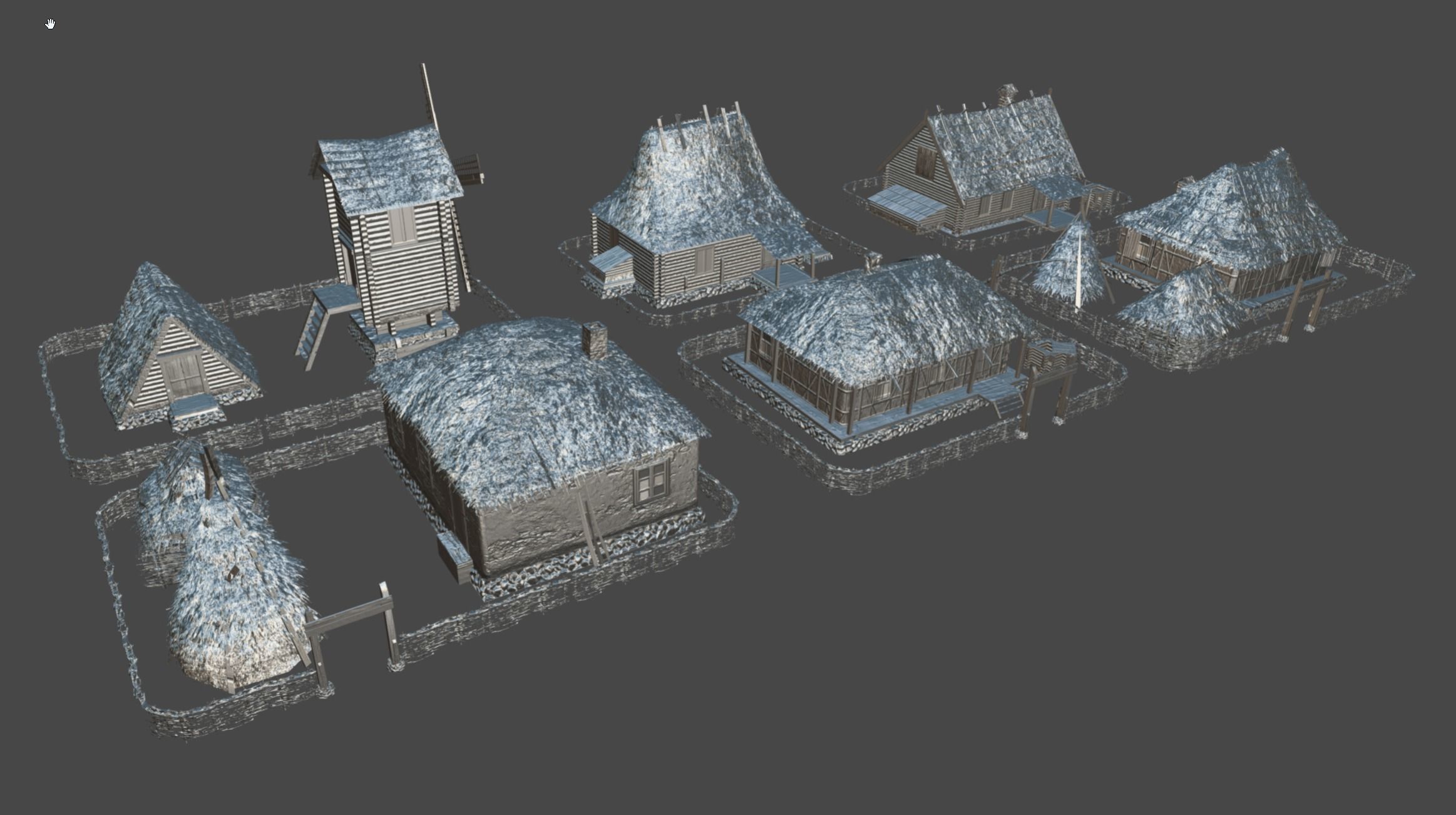 Wooden Village Low-poly 3D model_7