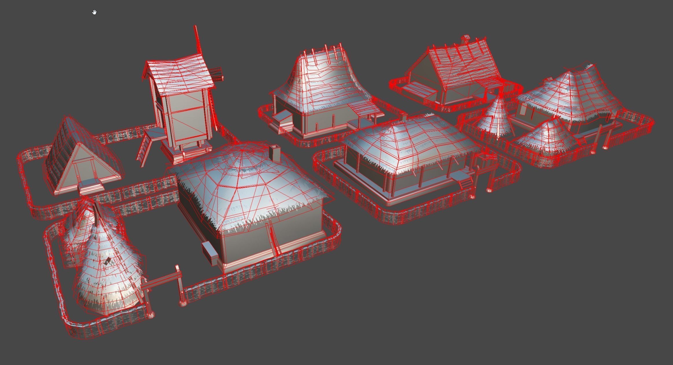 Wooden Village Low-poly 3D model_6