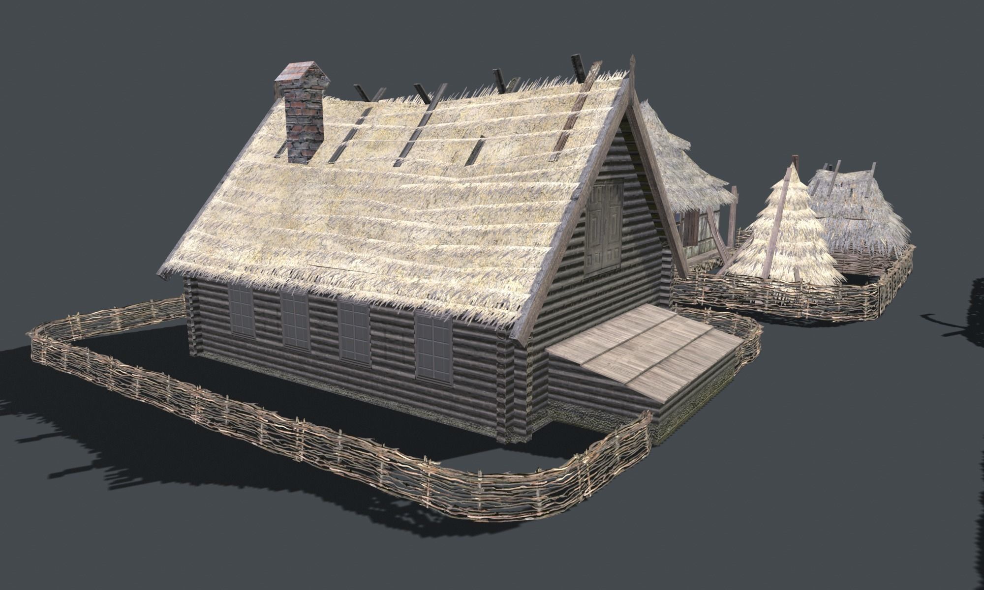 Wooden Village Low-poly 3D model_16