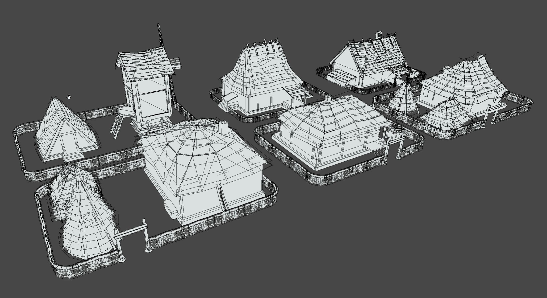 Wooden Village Low-poly 3D model_8