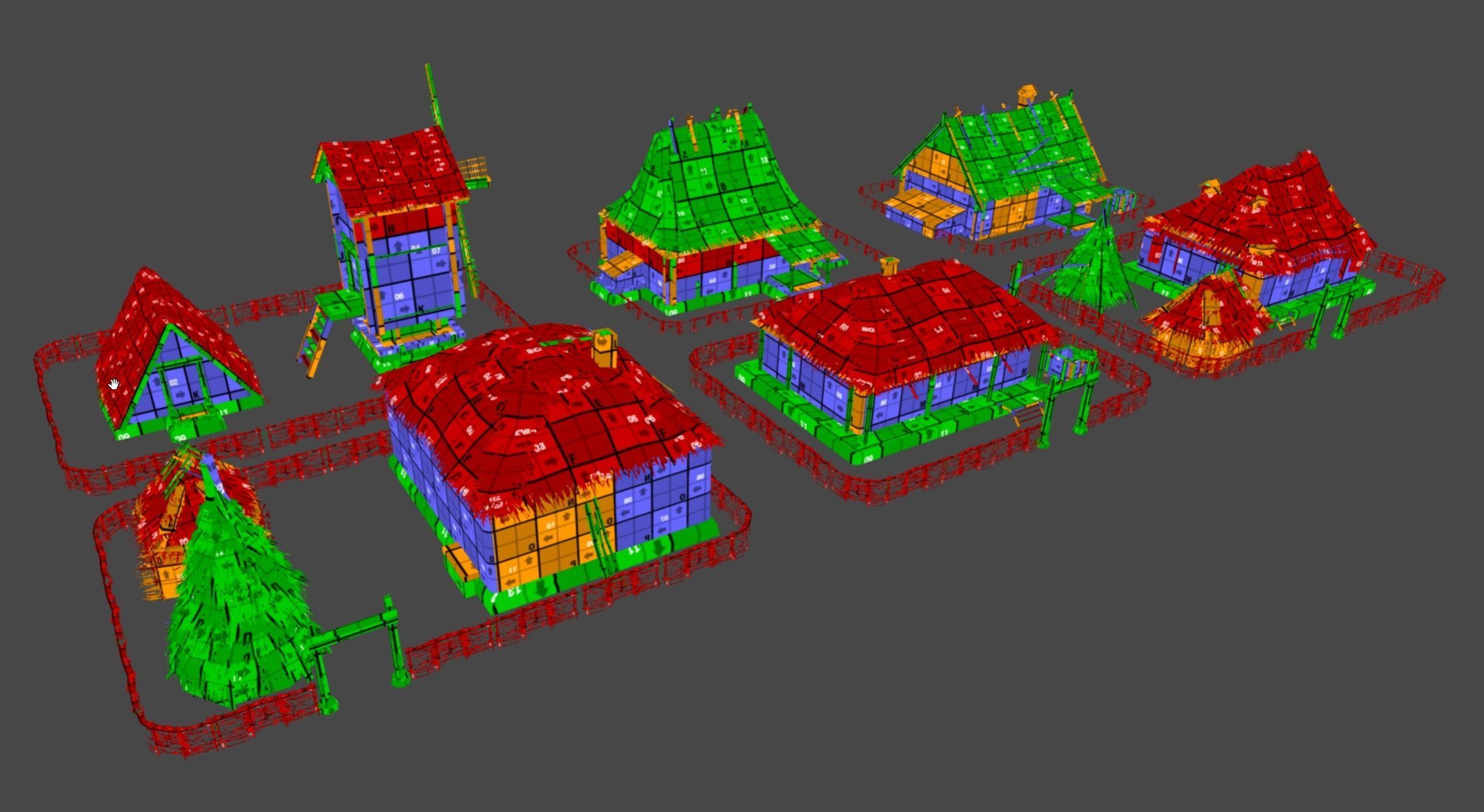 Wooden Village Low-poly 3D model_9