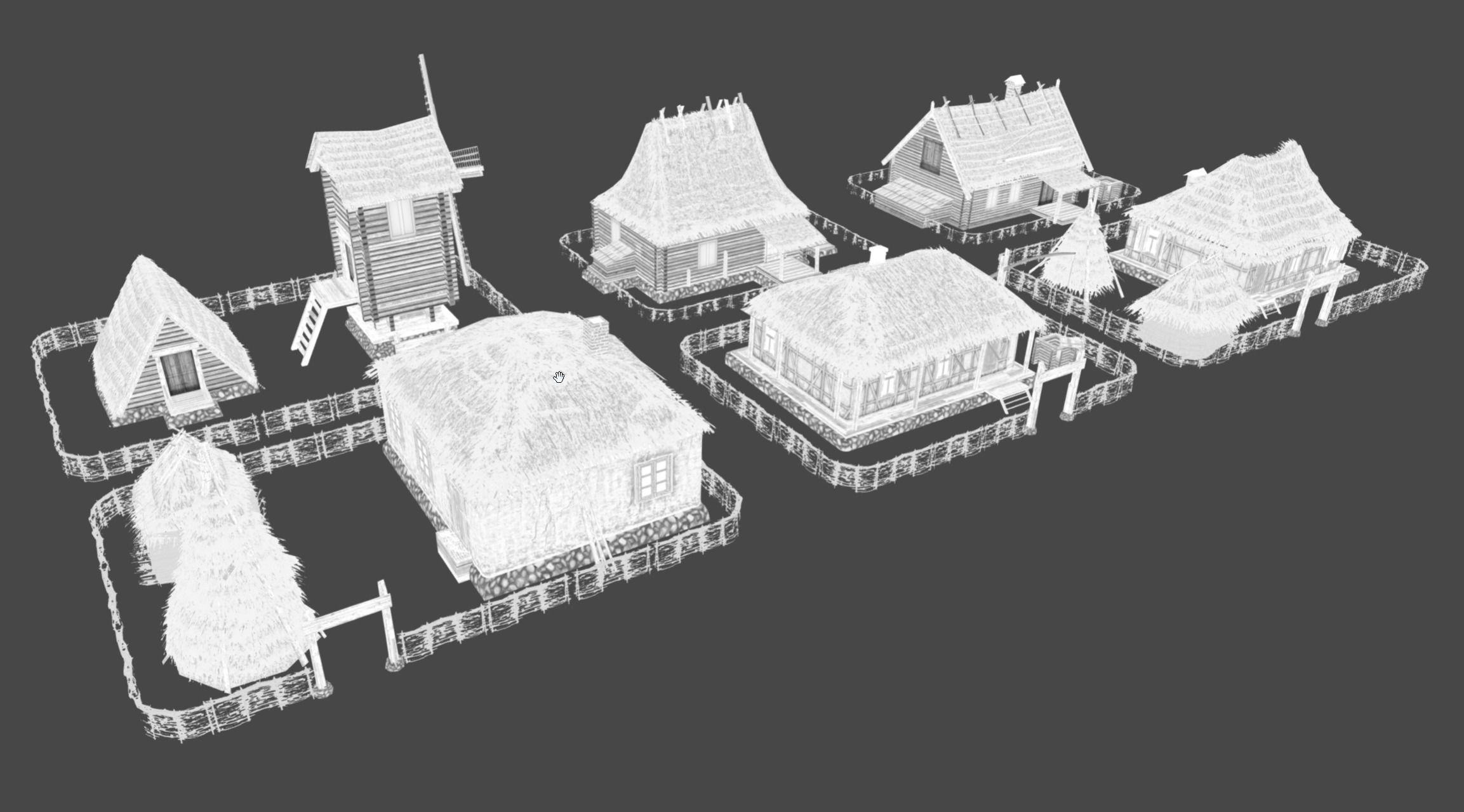 Wooden Village Low-poly 3D model_5