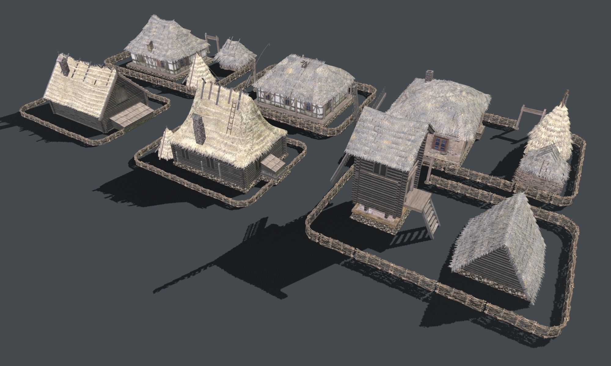 Wooden Village Low-poly 3D model_20