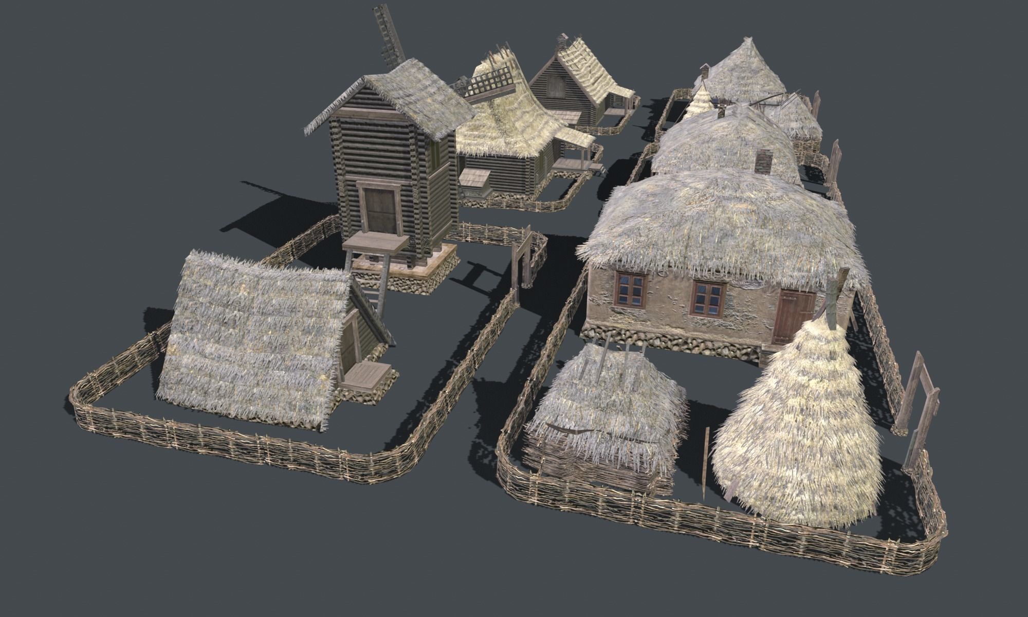 Wooden Village Low-poly 3D model_12