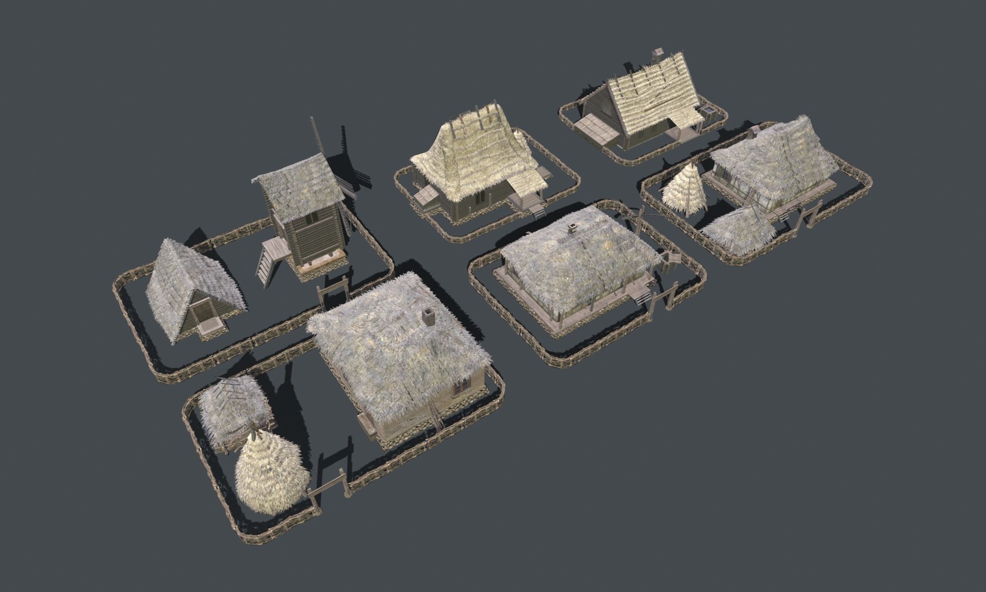 Wooden Village Low-poly 3D model_10