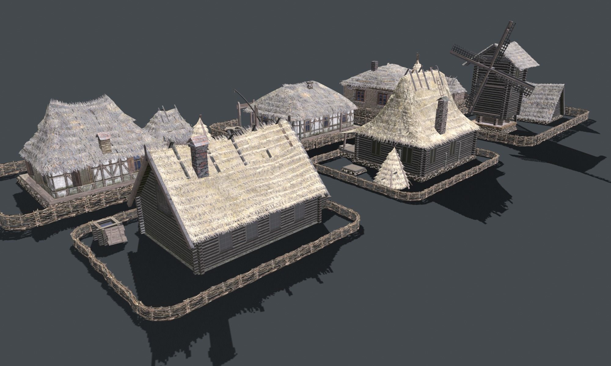 Wooden Village Low-poly 3D model_14