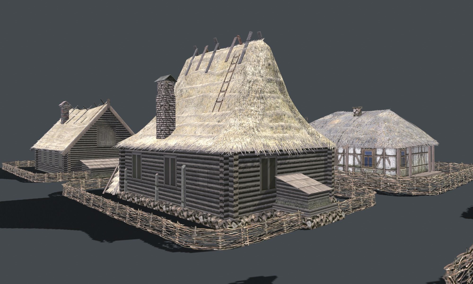 Wooden Village Low-poly 3D model_17
