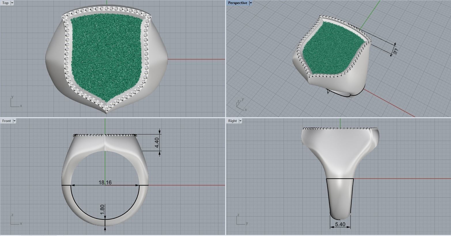 shield man signet ring model 586 3D print model_3