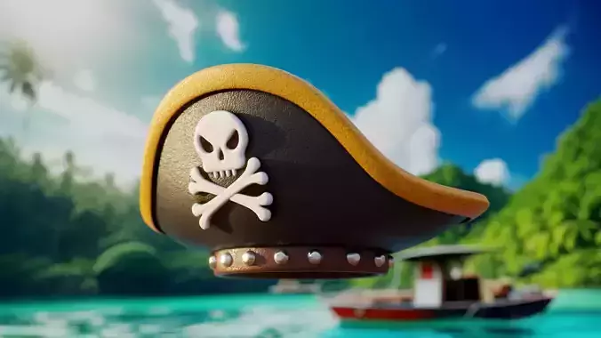 Stylized Pirate Hat - Procedural Game and Print 3D Model