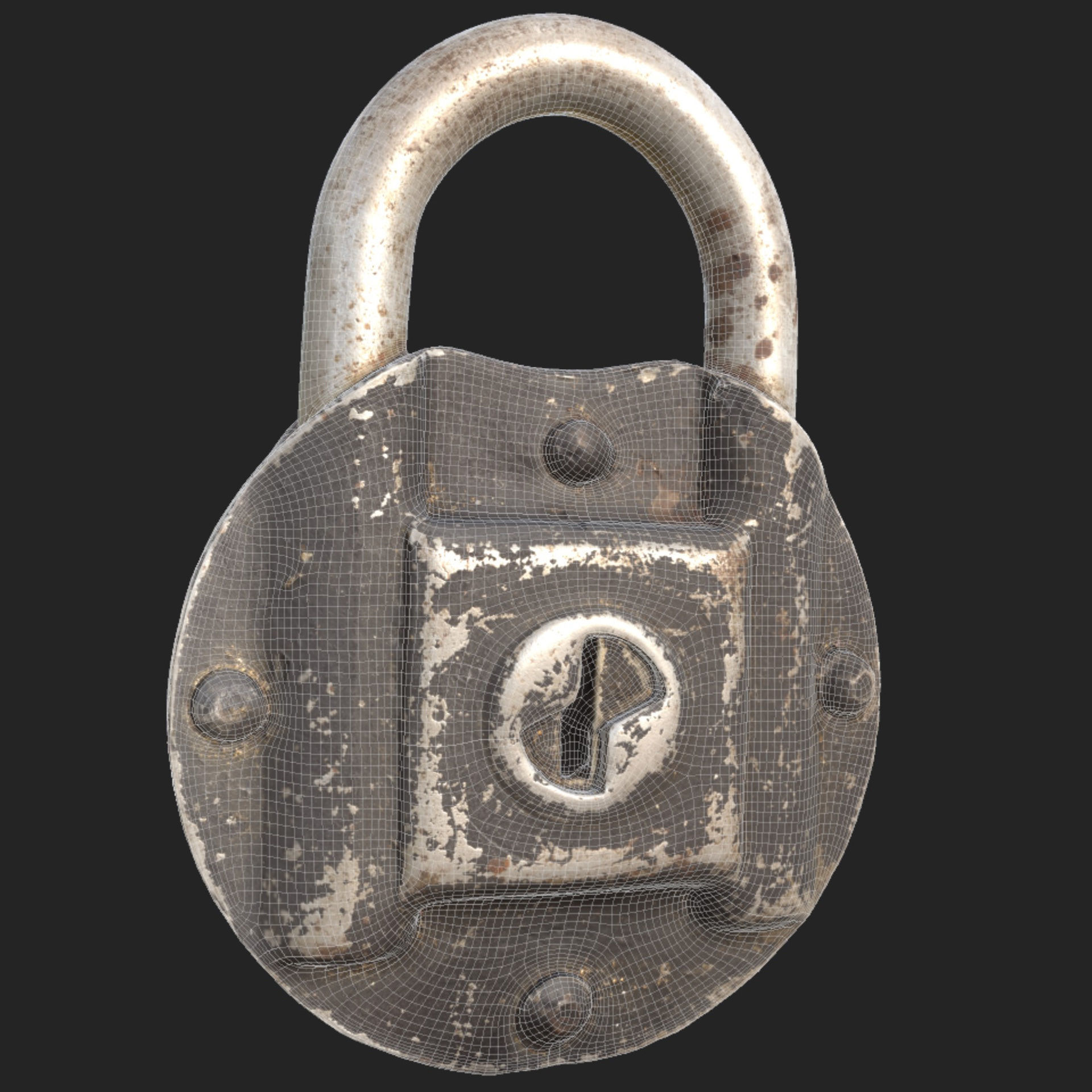 Old metal Lock Low-poly 3D model_7