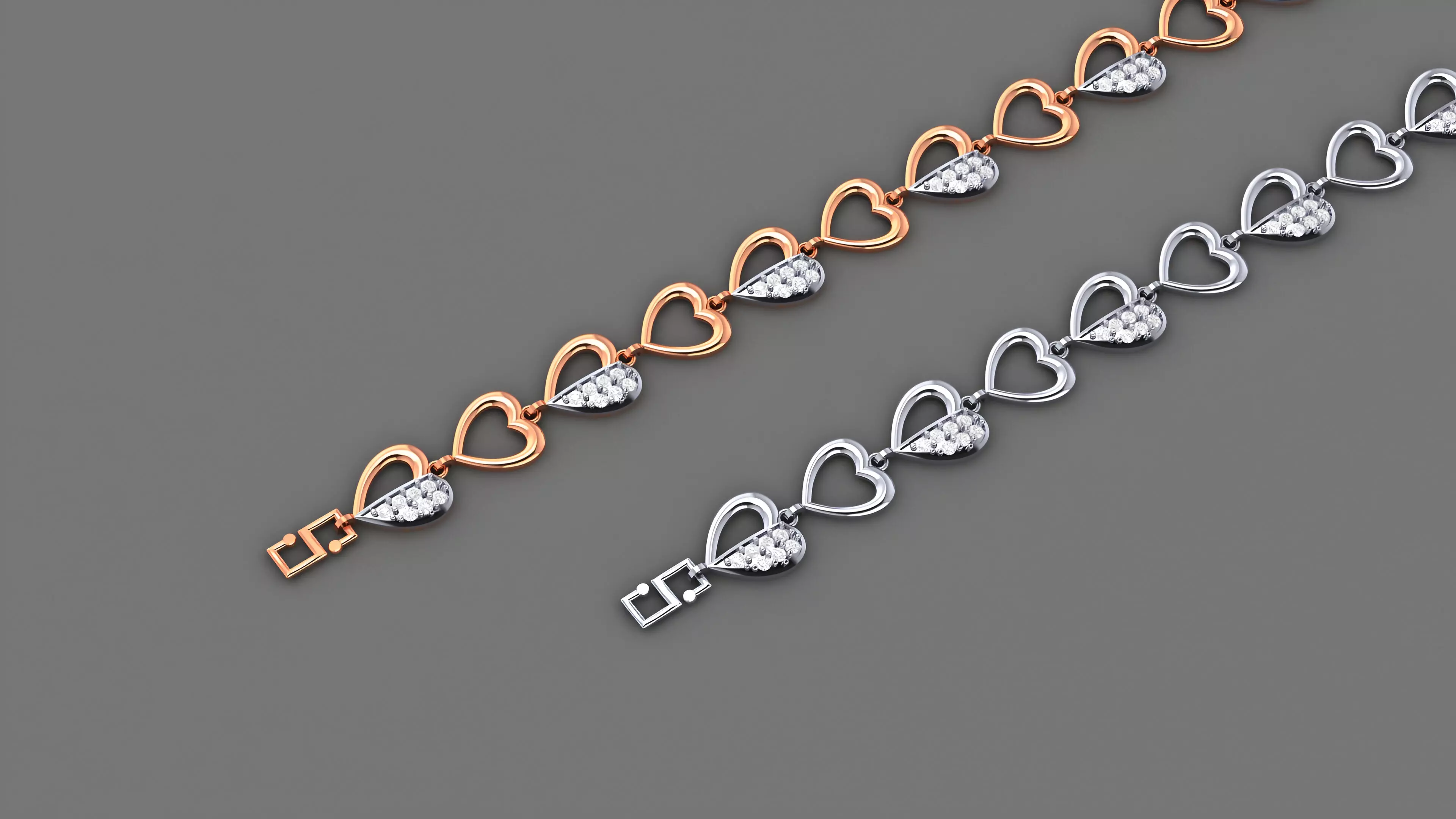 Heart Love Valentine Light Diamond Bracelet 3dm stl renders 3D print model_0
