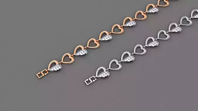 Heart Love Valentine Light Diamond Bracelet 3dm stl renders 3D print model
