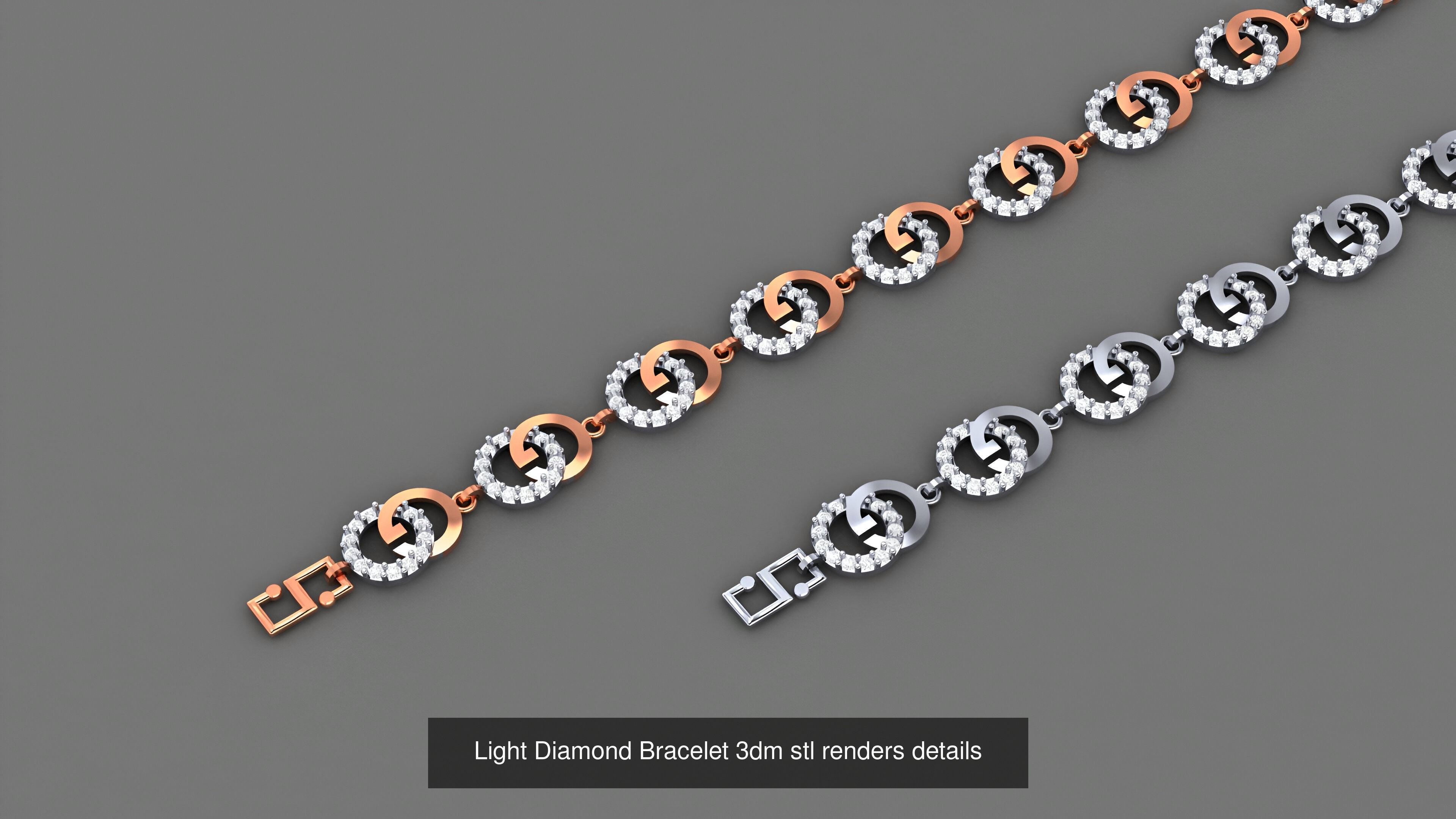 50 Light Diamond Bracelet 3dm stl renders details 3D Model Collection_51