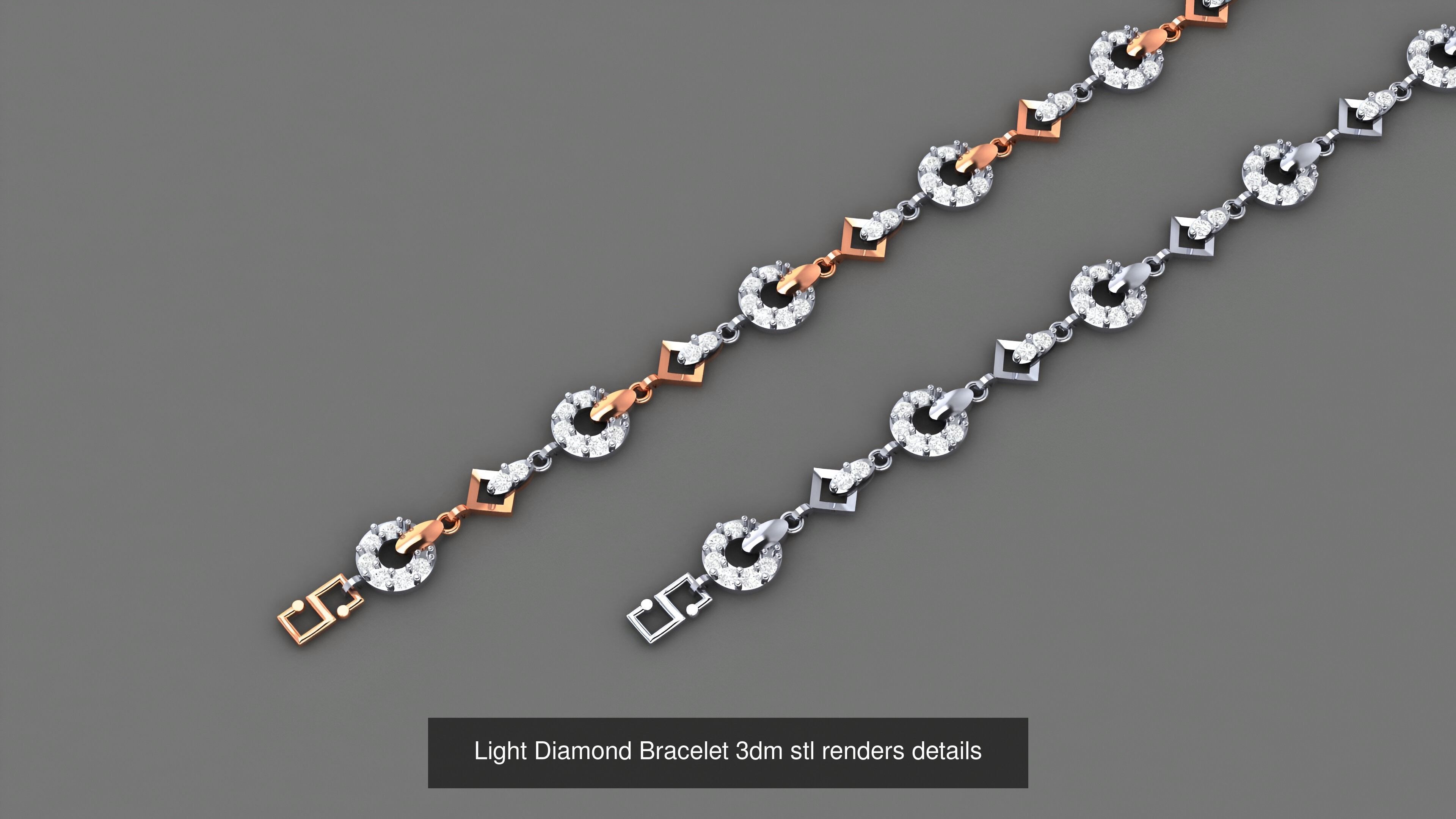 50 Light Diamond Bracelet 3dm stl renders details 3D Model Collection_25