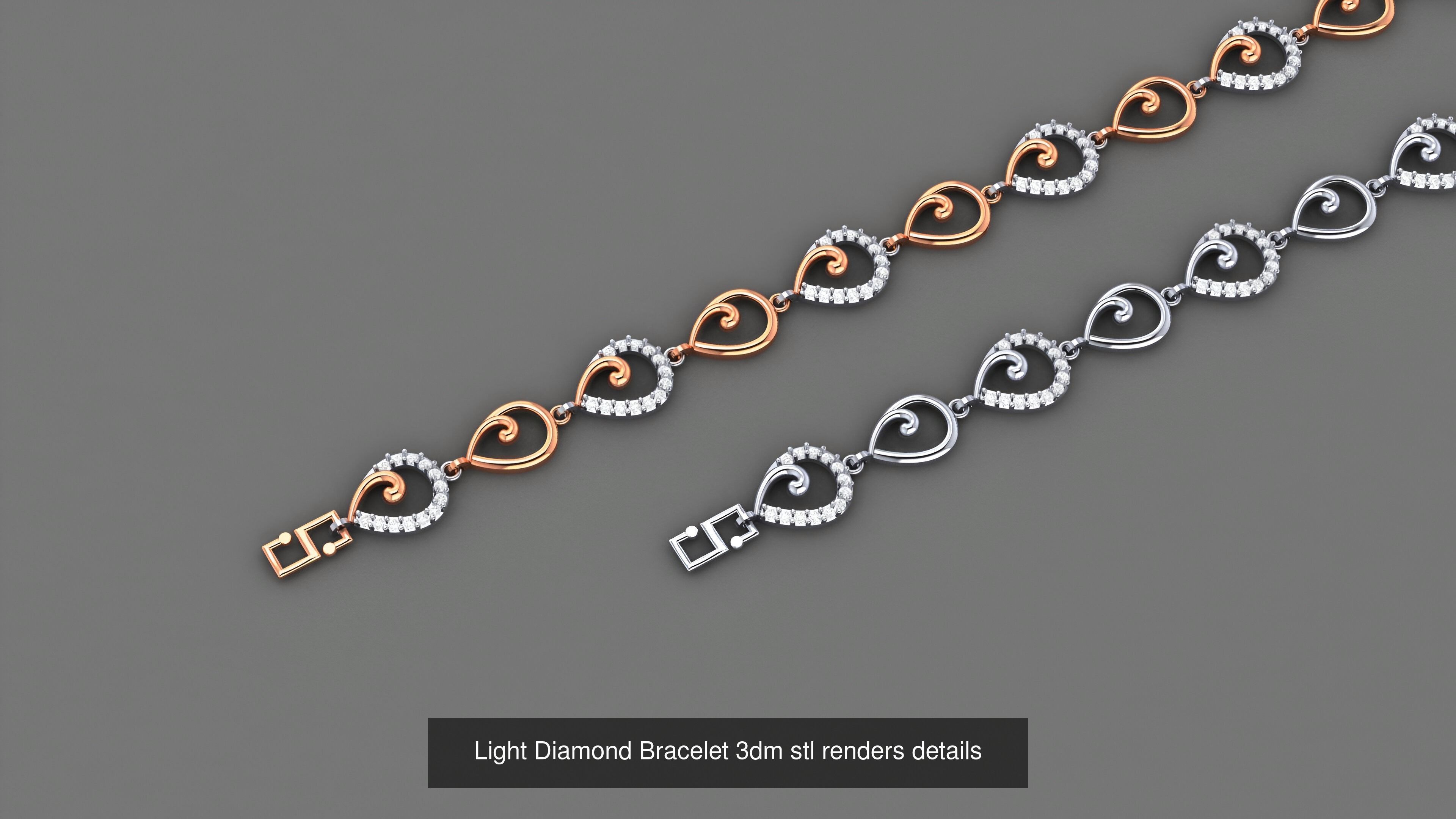 50 Light Diamond Bracelet 3dm stl renders details 3D Model Collection_41