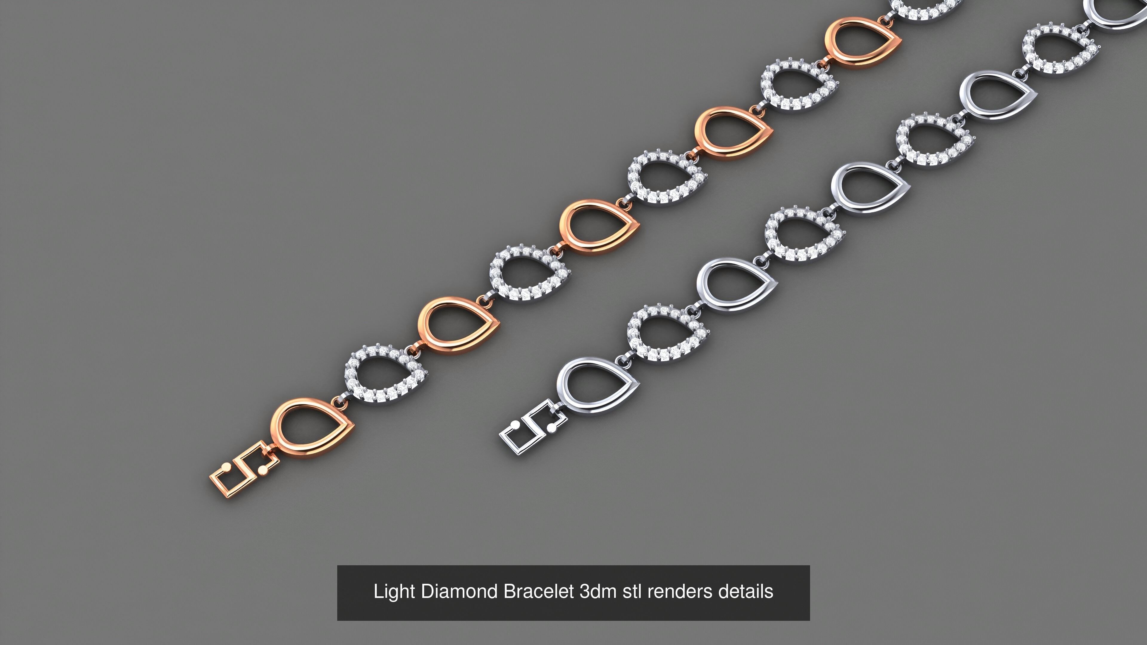 50 Light Diamond Bracelet 3dm stl renders details 3D Model Collection_32