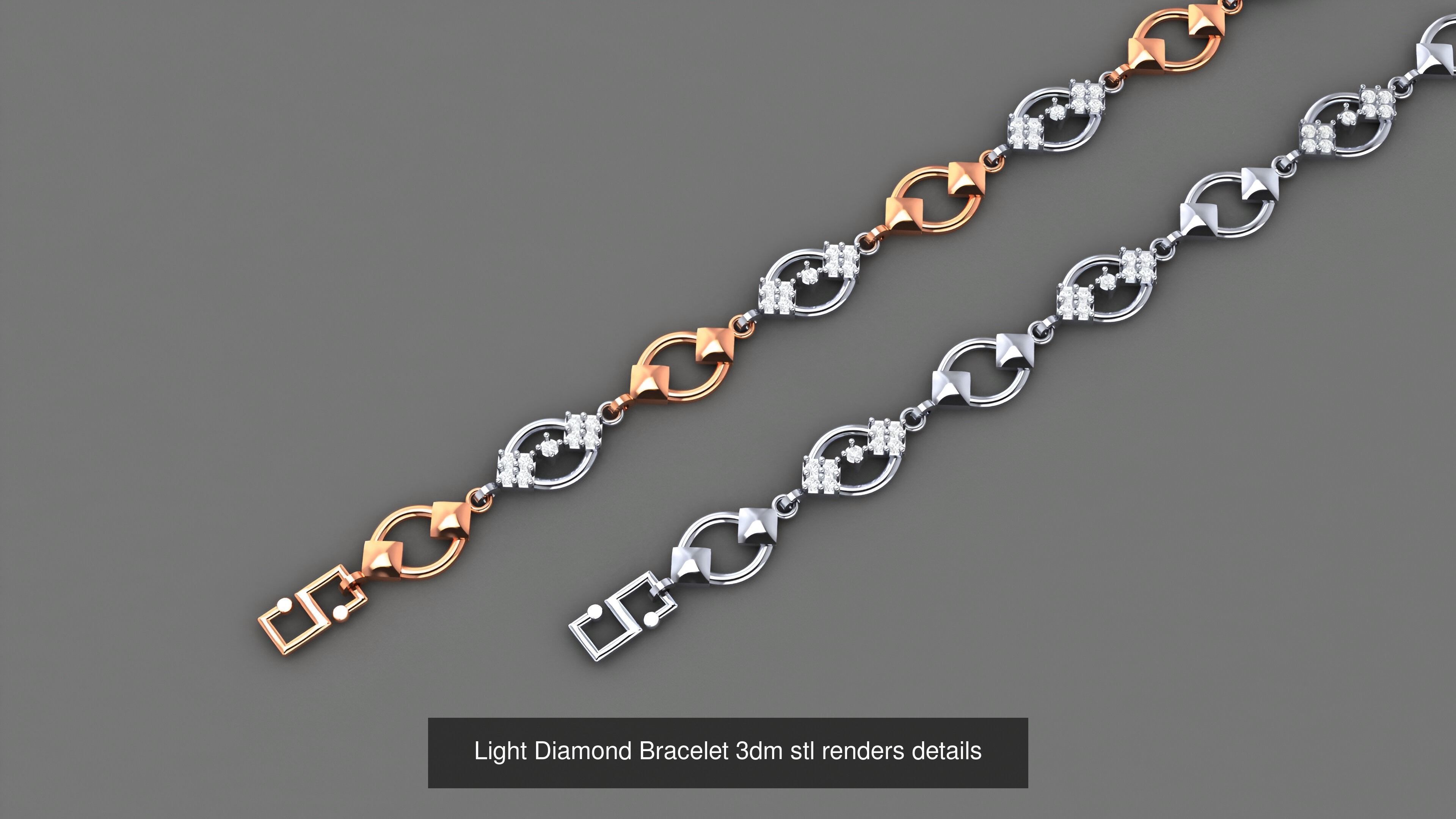 50 Light Diamond Bracelet 3dm stl renders details 3D Model Collection_48