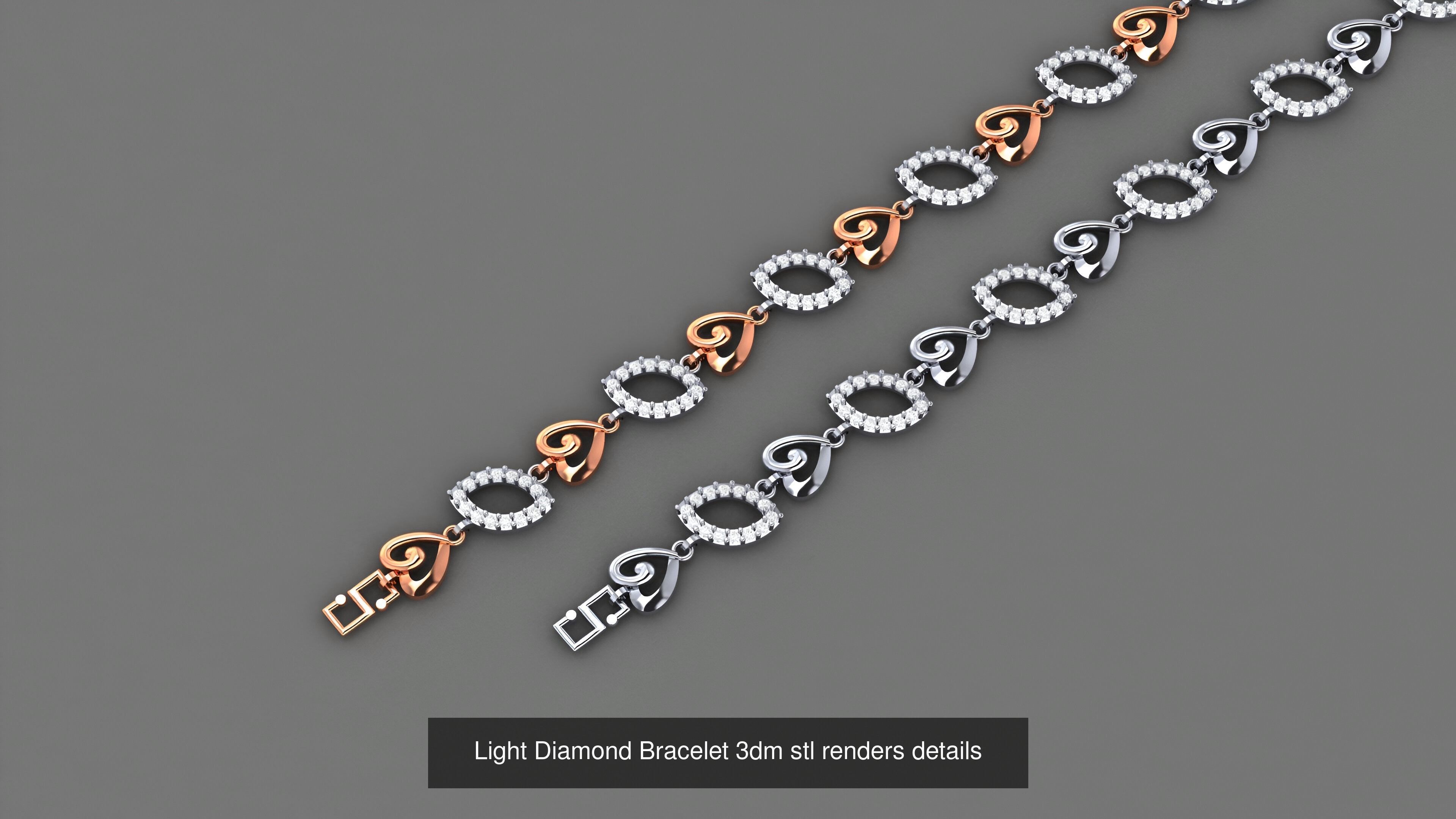 50 Light Diamond Bracelet 3dm stl renders details 3D Model Collection_11