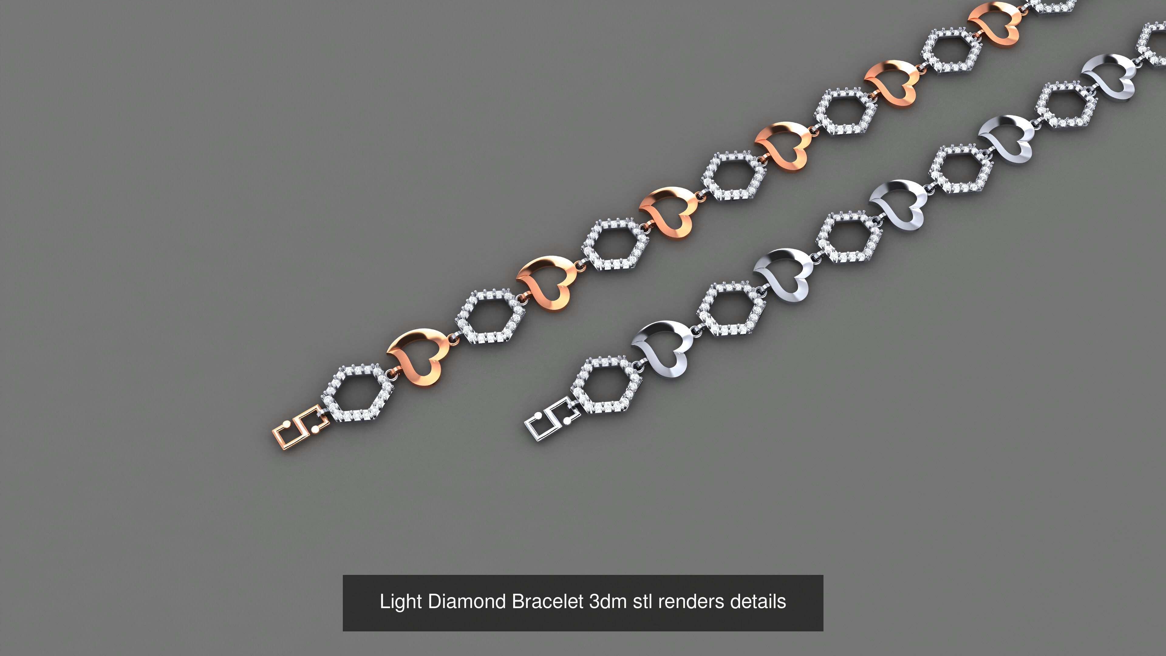 50 Light Diamond Bracelet 3dm stl renders details 3D Model Collection_31