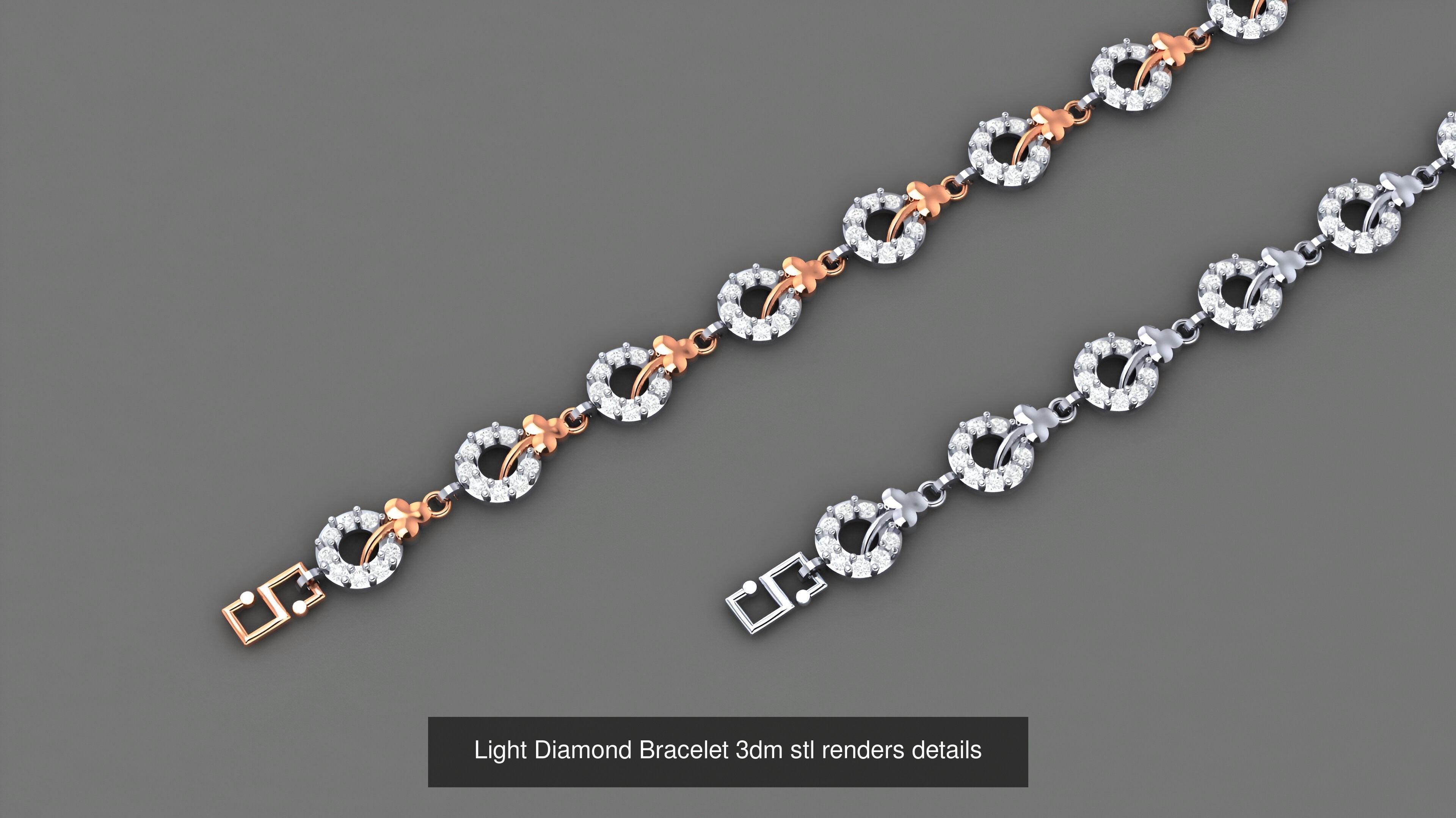 50 Light Diamond Bracelet 3dm stl renders details 3D Model Collection_27