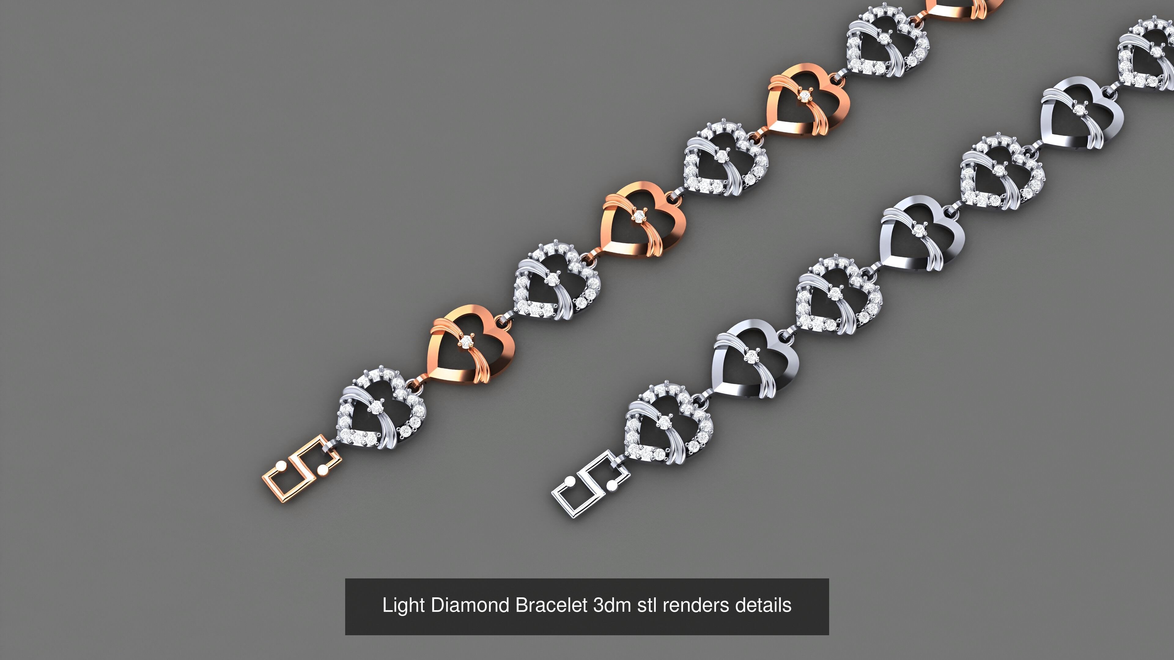50 Light Diamond Bracelet 3dm stl renders details 3D Model Collection_52