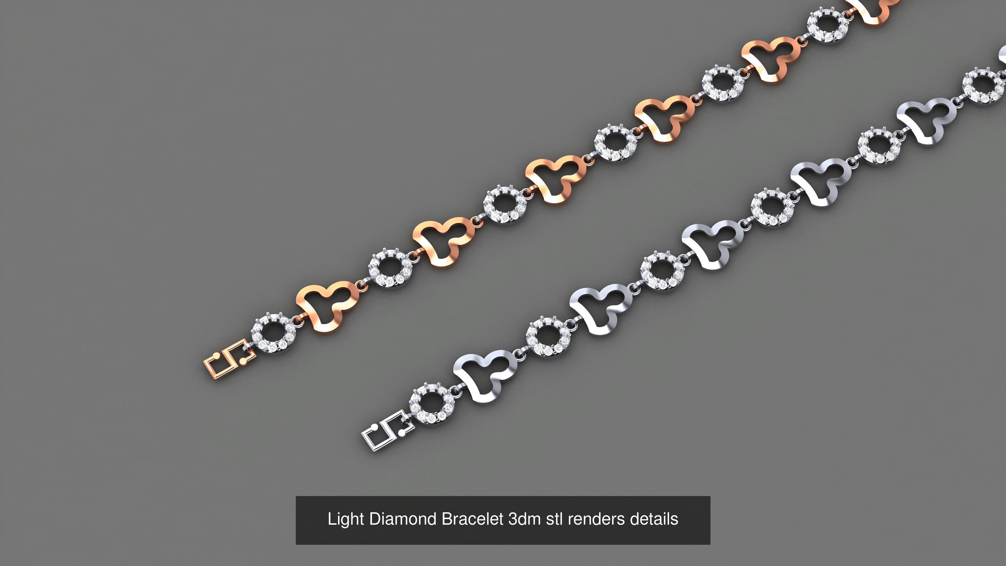 50 Light Diamond Bracelet 3dm stl renders details 3D Model Collection_13