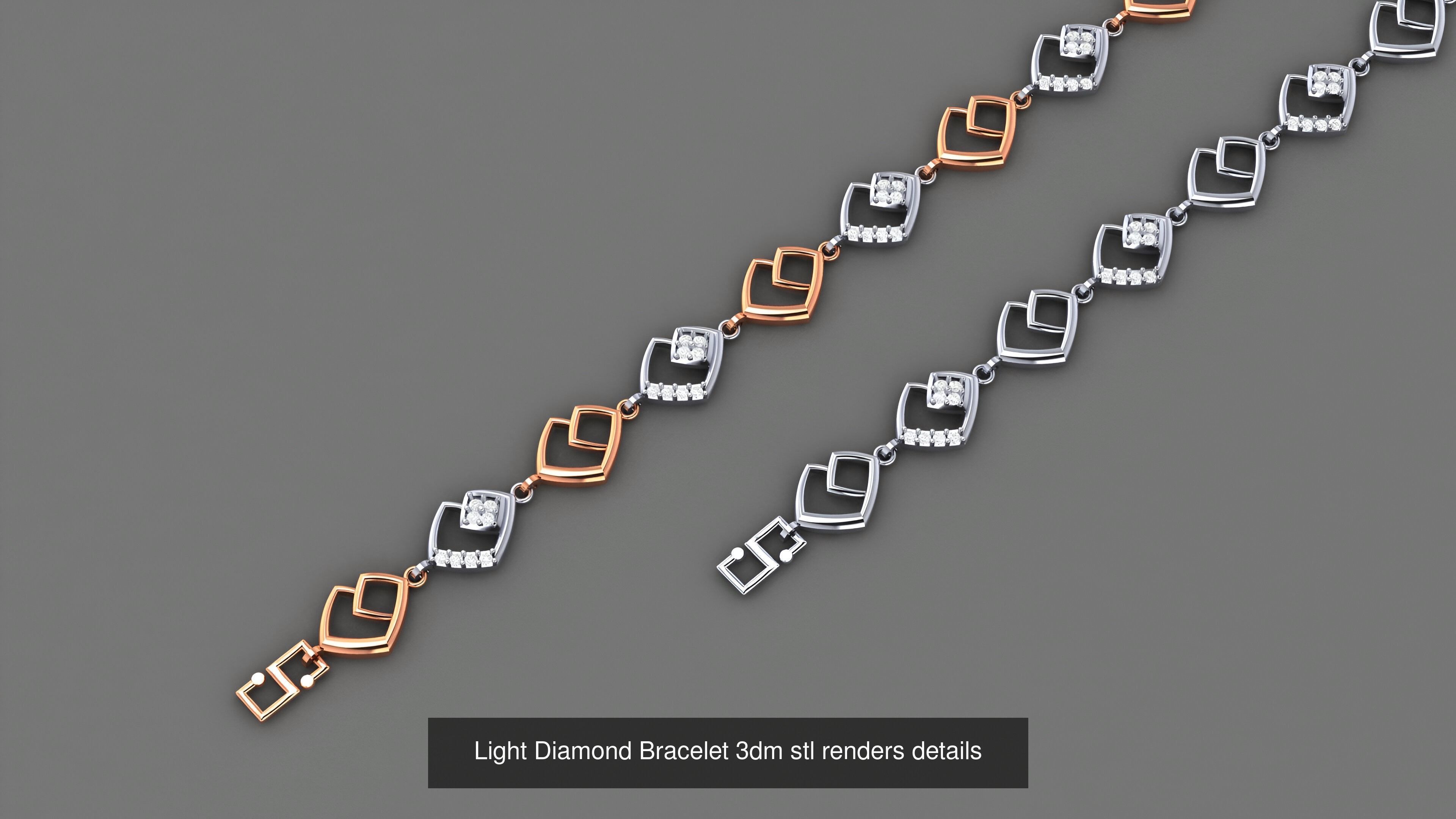 50 Light Diamond Bracelet 3dm stl renders details 3D Model Collection_46