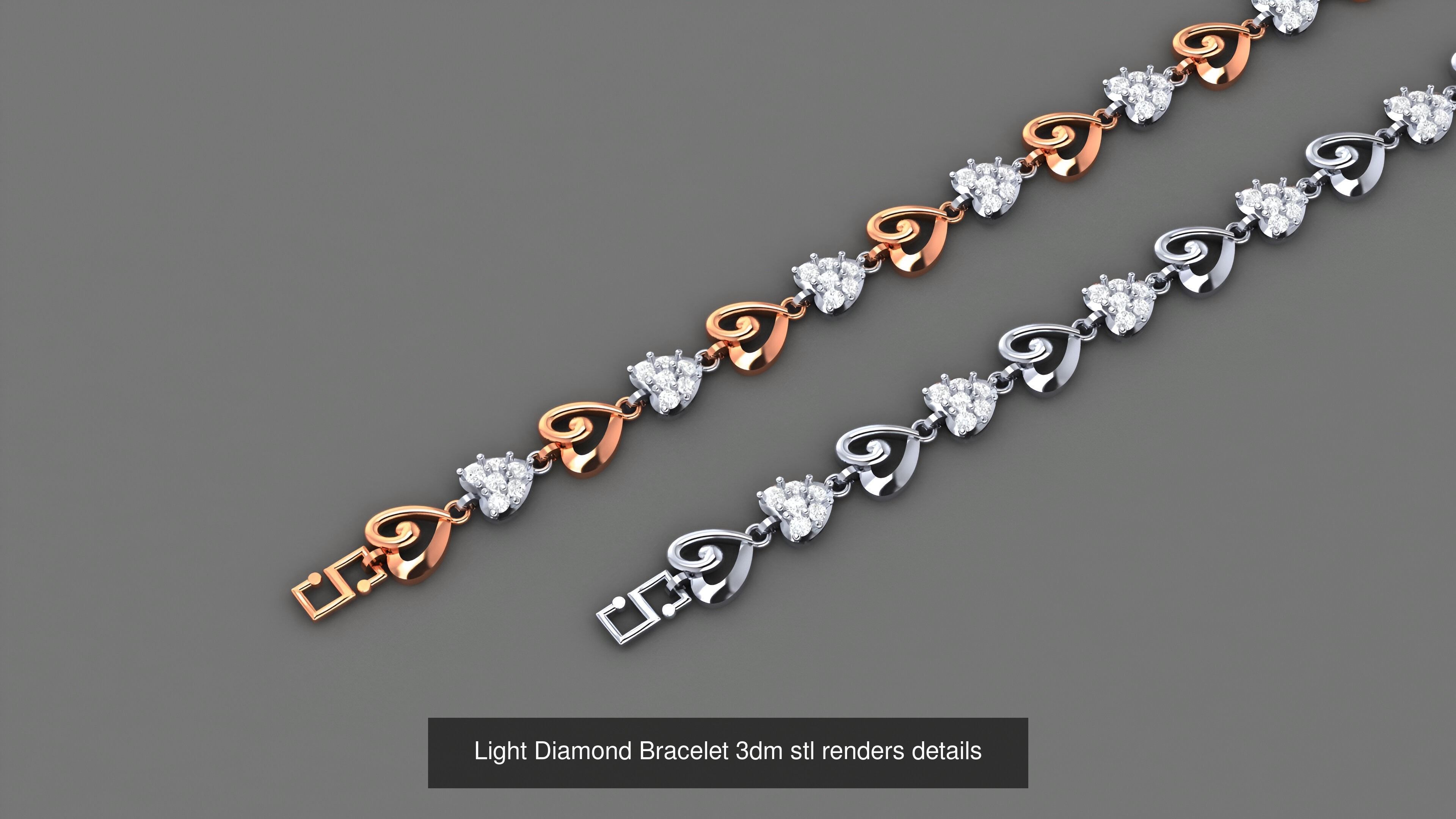 50 Light Diamond Bracelet 3dm stl renders details 3D Model Collection_22